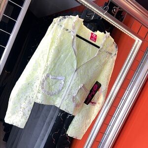 Pink Lipstick Luxurious Neon Lace Cropped Hoodie 🎀